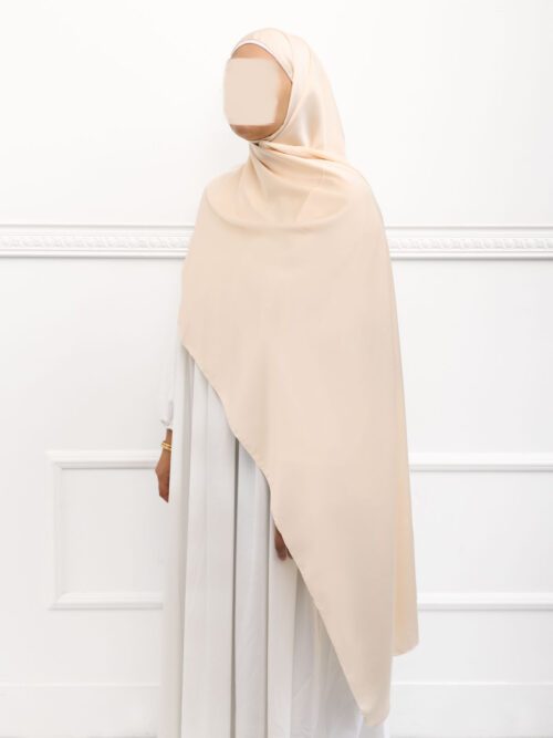 Hijab en Satin beige sable - 1