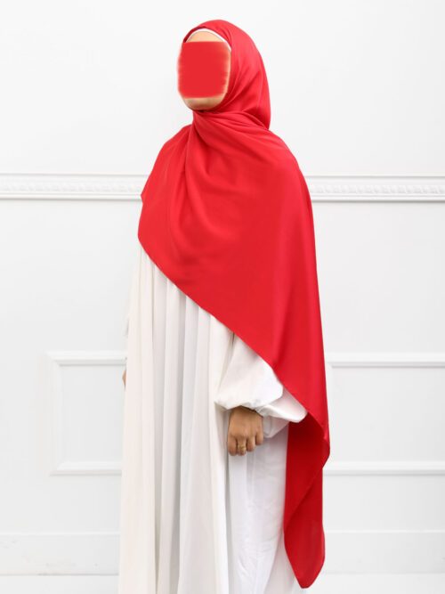Hijab en Satin rouge écarlate - 7