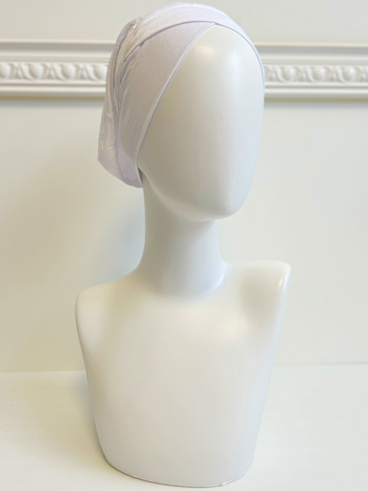 bandeau sous hijab croisé blanc Bonnet tube croisé