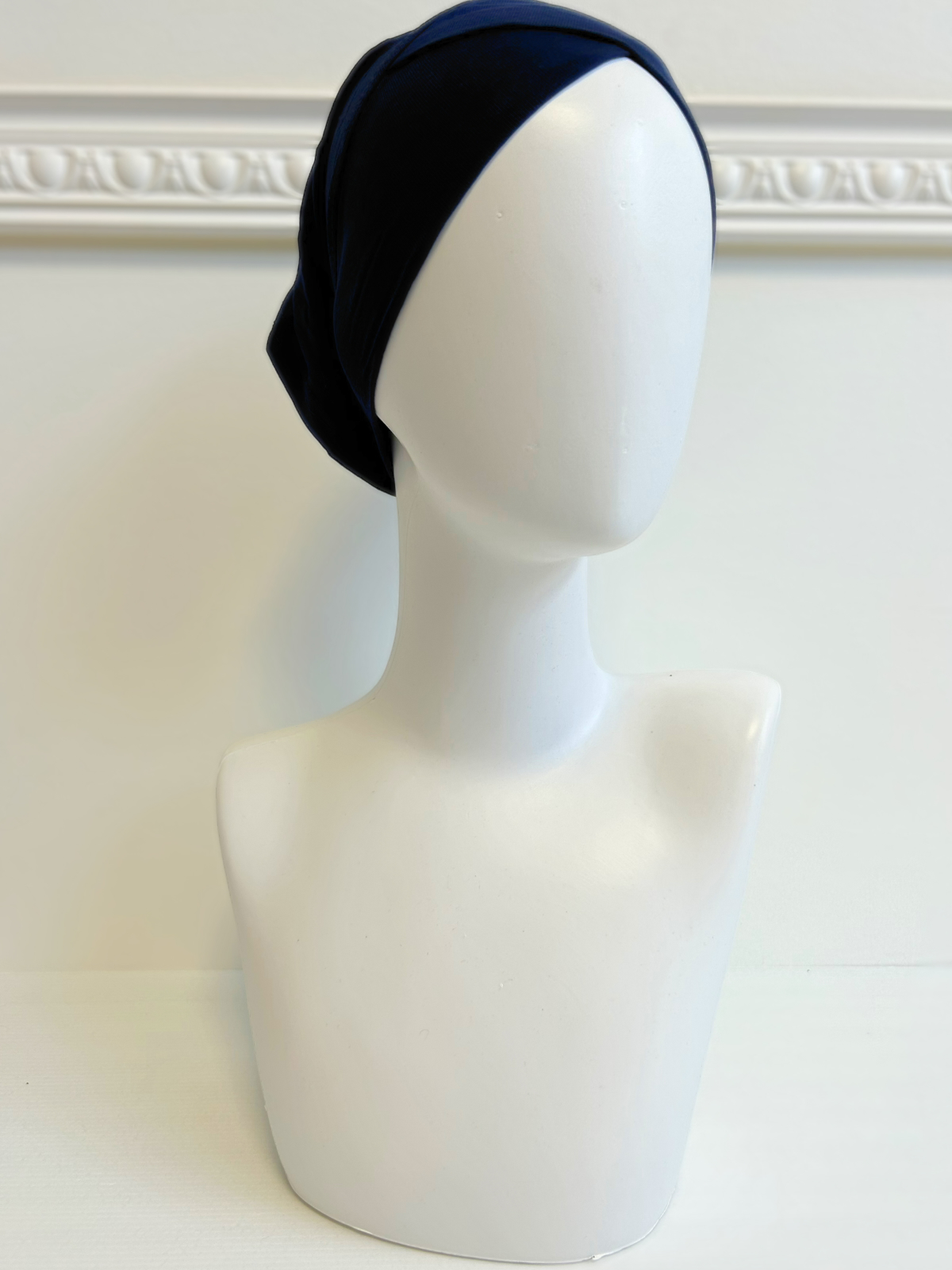 bandeau sous hijab croisé bleu mariine marine
