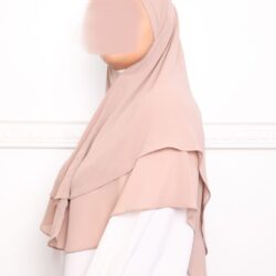 Khimar double voile crepe Taupe-3 khimar double voiles khimar deux voiles khimar pas cher mon hijab pas cher taupe marron