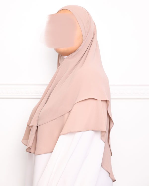Khimar double voile crepe Taupe-3 khimar double voiles khimar deux voiles khimar pas cher mon hijab pas cher taupe marron