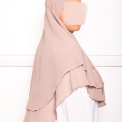 Khimar double voile crepe Taupe-4 khimar double voiles khimar deux voiles khimar pas cher mon hijab pas cher taupe marron