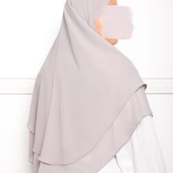 Khimar double voile grise-2 khimar double voiles khimar deux voiles khimar pas cher mon hijab pas cher gris