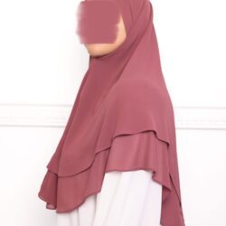 Khimar double voile mure-2 khimar double voiles khimar deux voiles khimar pas cher mon hijab pas cher rose rouge