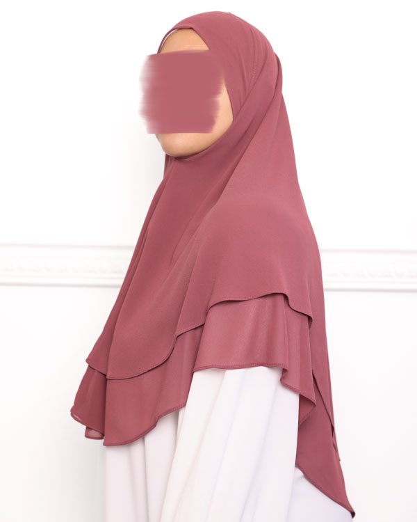 Khimar double voile mure-2 khimar double voiles khimar deux voiles khimar pas cher mon hijab pas cher rose rouge
