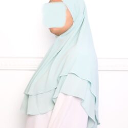 Khimar double voile vert menthe-2 khimar double voiles khimar deux voiles khimar pas cher mon hijab pas cher bleu
