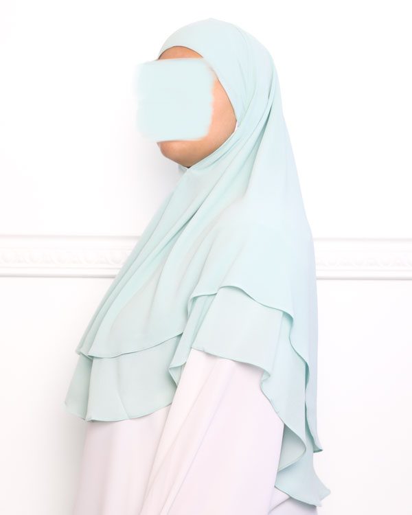 Khimar double voile vert menthe-2 khimar double voiles khimar deux voiles khimar pas cher mon hijab pas cher bleu