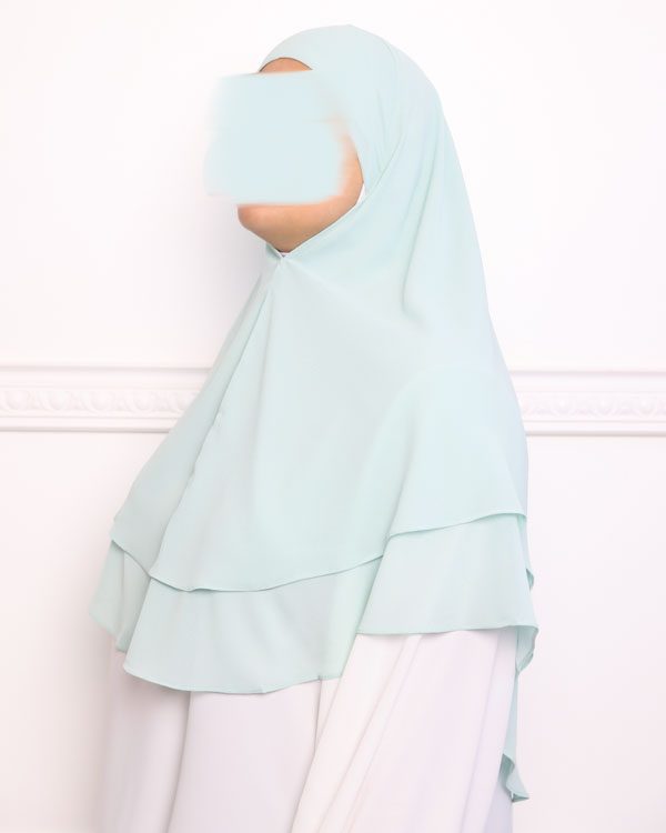 Khimar double voile vert menthe-3 khimar double voiles khimar deux voiles khimar pas cher mon hijab pas cher bleu