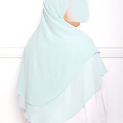 Khimar double voile vert menthe-4 khimar double voiles khimar deux voiles khimar pas cher mon hijab pas cher bleu