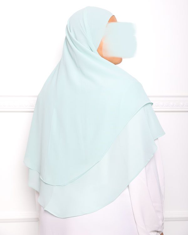 Khimar double voile vert menthe-4 khimar double voiles khimar deux voiles khimar pas cher mon hijab pas cher bleu