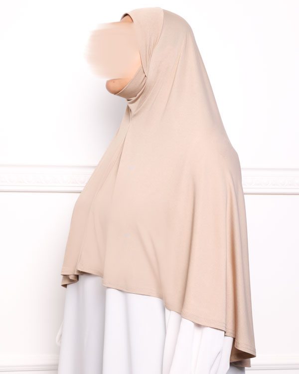 Khimar en Lycra khimar pas cher en lycra jersey a enfiler beige Khimar en Lycra khimar pas cher en lycra jersey a enfiler beige