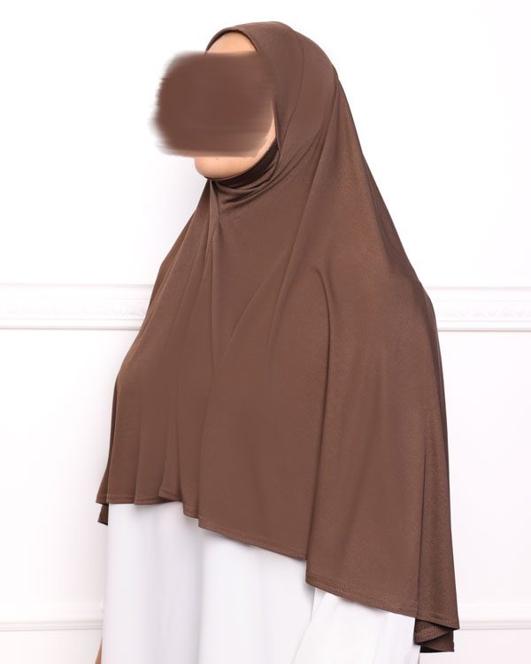 Khimar en Lycra khimar pas cher en lycra jersey a enfiler marron Khimar en Lycra khimar pas cher en lycra jersey a enfiler marron