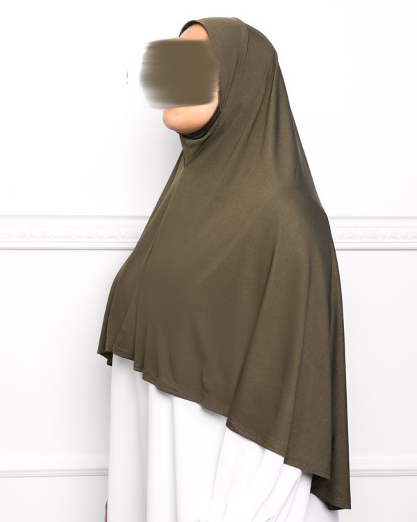 Khimar en Lycra khimar pas cher en lycra jersey a enfiler vert kaki Khimar en Lycra khimar pas cher en lycra jersey a enfiler vert kaki