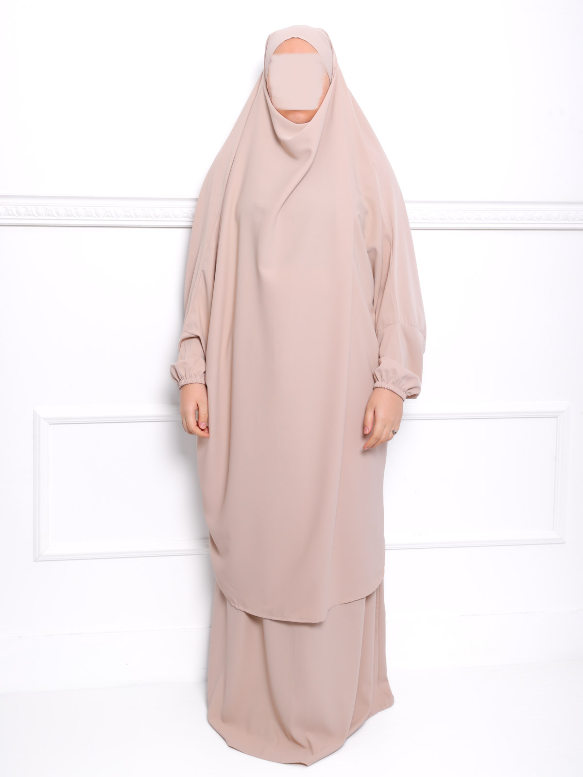Jilbab soie de médine beige beige