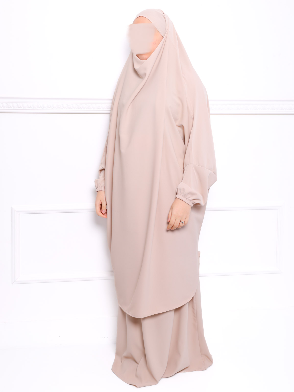 Jilbab soie de médine beige