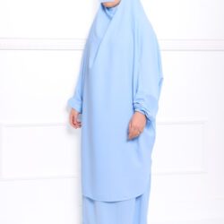 Jilbab soie de médine bleu