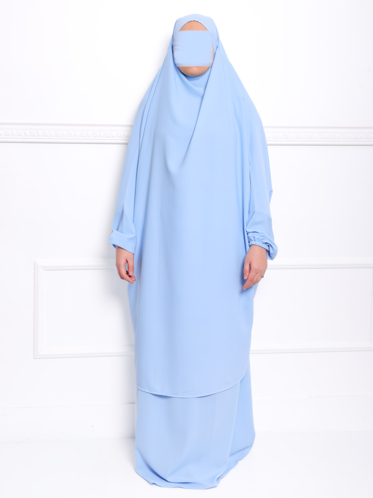 Jilbab soie de médine bleu ciel