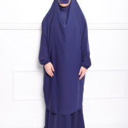 Jilbab soie de médine bleu marine