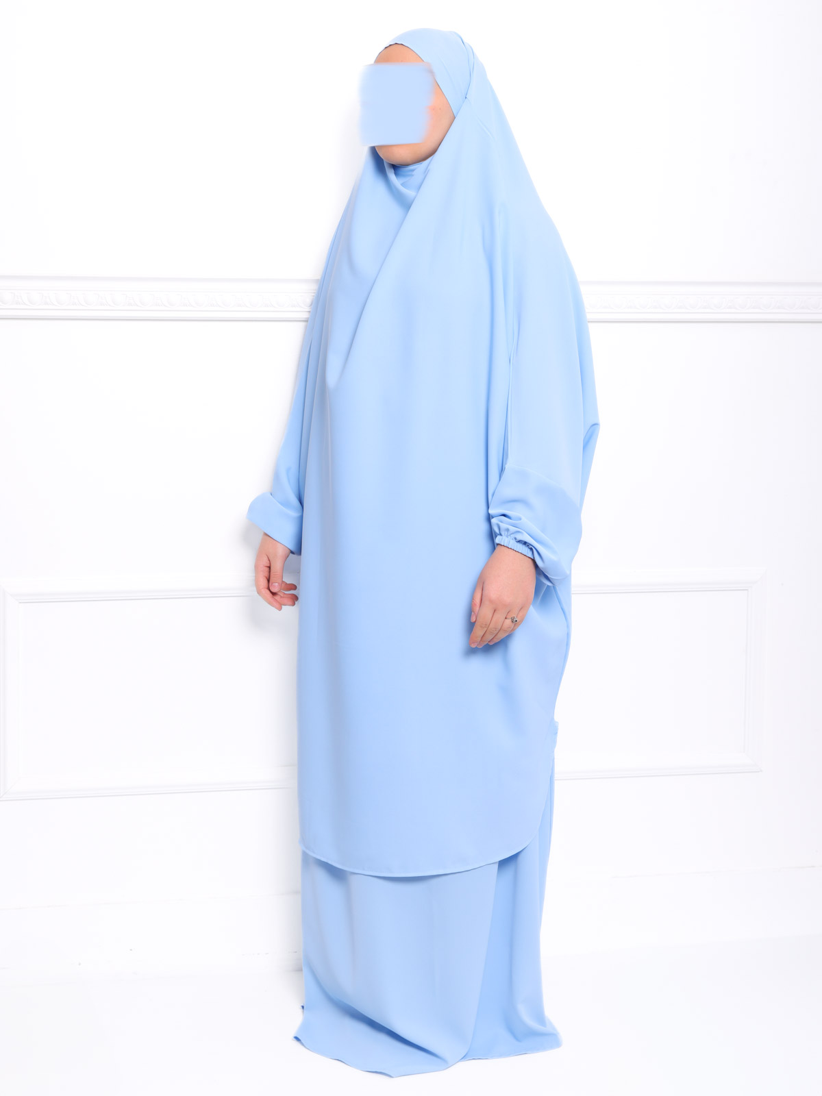 Jilbab soie de médine bleu