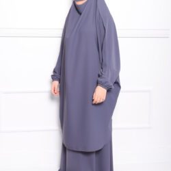 Jilbab soie de médine gris foncé