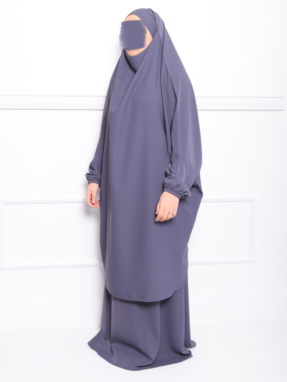 Jilbab soie de médine gris foncé