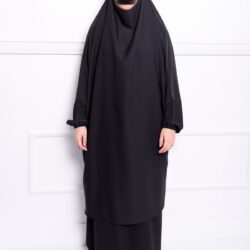 Jilbab soie de médine noir.