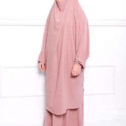 Jilbab soie de médine rose clair Jilbab en Soie de Médine deux pièces