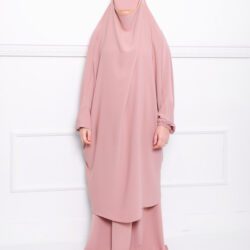 Jilbab soie de médine rose clair.
