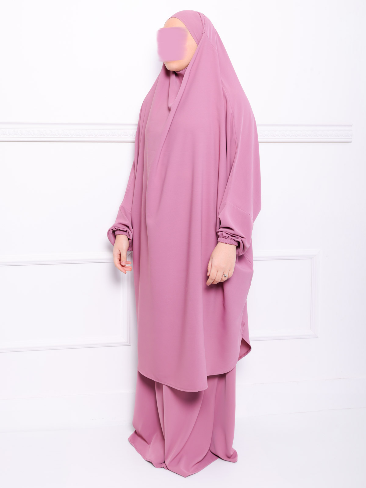 Jilbab soie de médine rose.