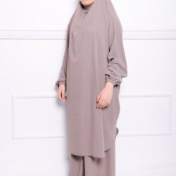 Jilbab soie de médine taupe