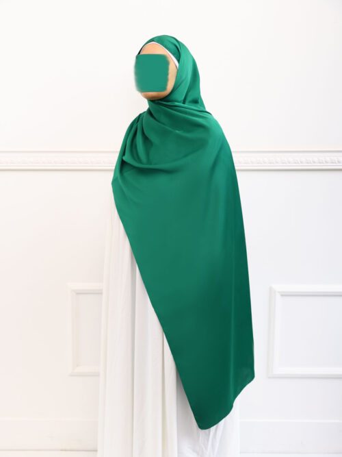 Hijab en Satin Vert Forêt-27